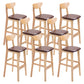 Industrial Armless Backrest Counter Stool Rubber Wood Cafe Bar Stool with Cushion
