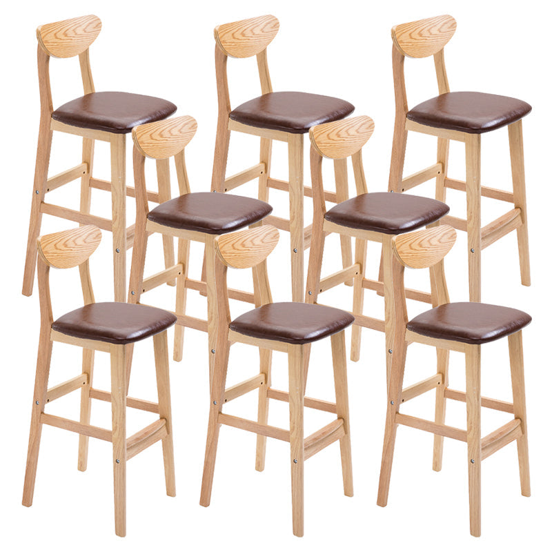 Industrial Armless Backrest Counter Stool Rubber Wood Cafe Bar Stool with Cushion