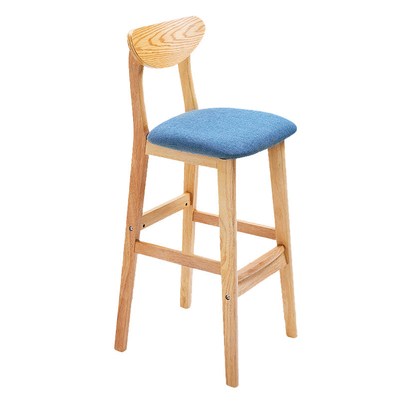 Industrial Armless Backrest Counter Stool Rubber Wood Cafe Bar Stool with Cushion