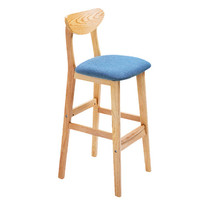Industrial Armless Backrest Counter Stool Rubber Wood Cafe Bar Stool with Cushion