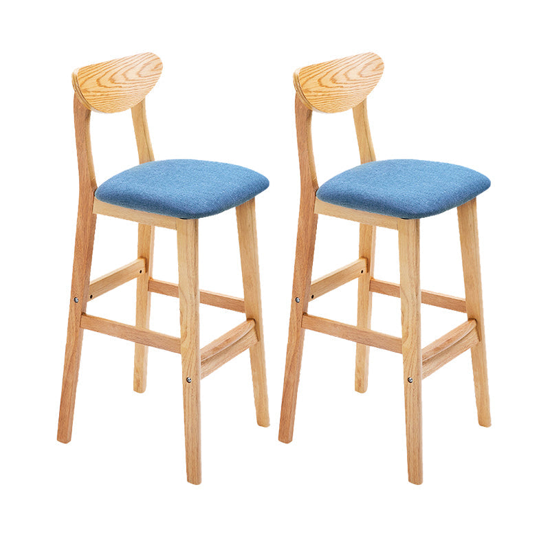 Industrial Armless Backrest Counter Stool Rubber Wood Cafe Bar Stool with Cushion