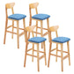 Industrial Armless Backrest Counter Stool Rubber Wood Cafe Bar Stool with Cushion