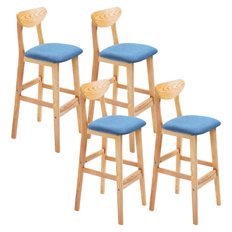 Industrial Armless Backrest Counter Stool Rubber Wood Cafe Bar Stool with Cushion
