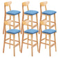 Industrial Armless Backrest Counter Stool Rubber Wood Cafe Bar Stool with Cushion