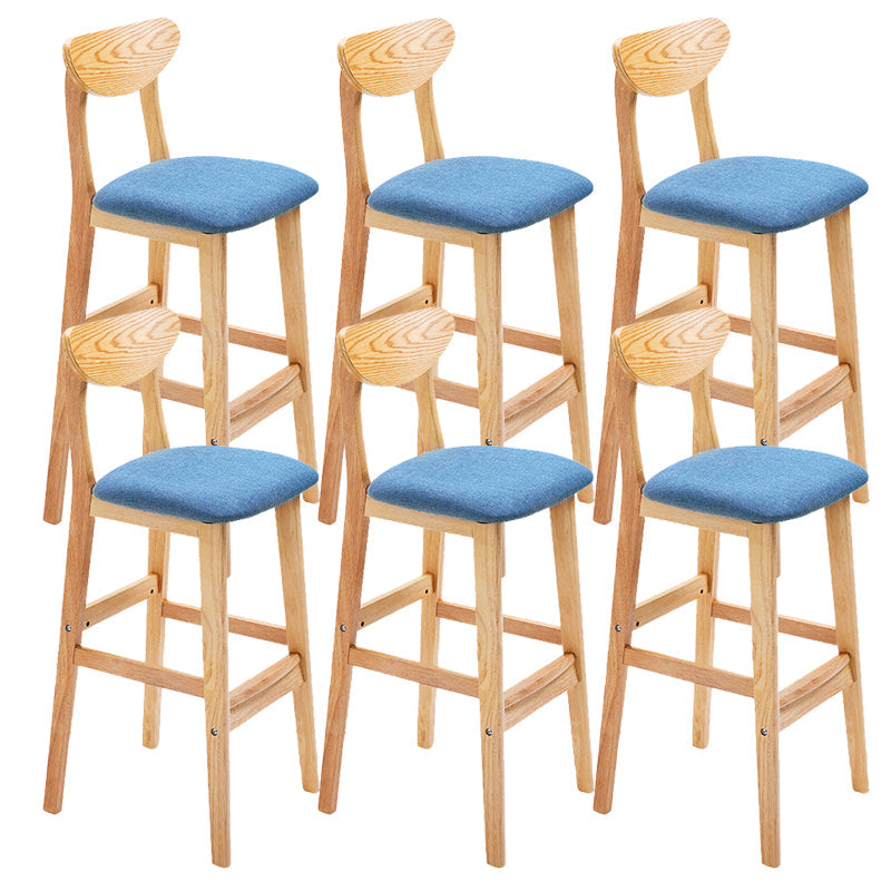 Industrial Armless Backrest Counter Stool Rubber Wood Cafe Bar Stool with Cushion