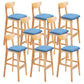 Industrial Armless Backrest Counter Stool Rubber Wood Cafe Bar Stool with Cushion