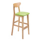 Industrial Armless Backrest Counter Stool Rubber Wood Cafe Bar Stool with Cushion