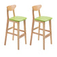 Industrial Armless Backrest Counter Stool Rubber Wood Cafe Bar Stool with Cushion
