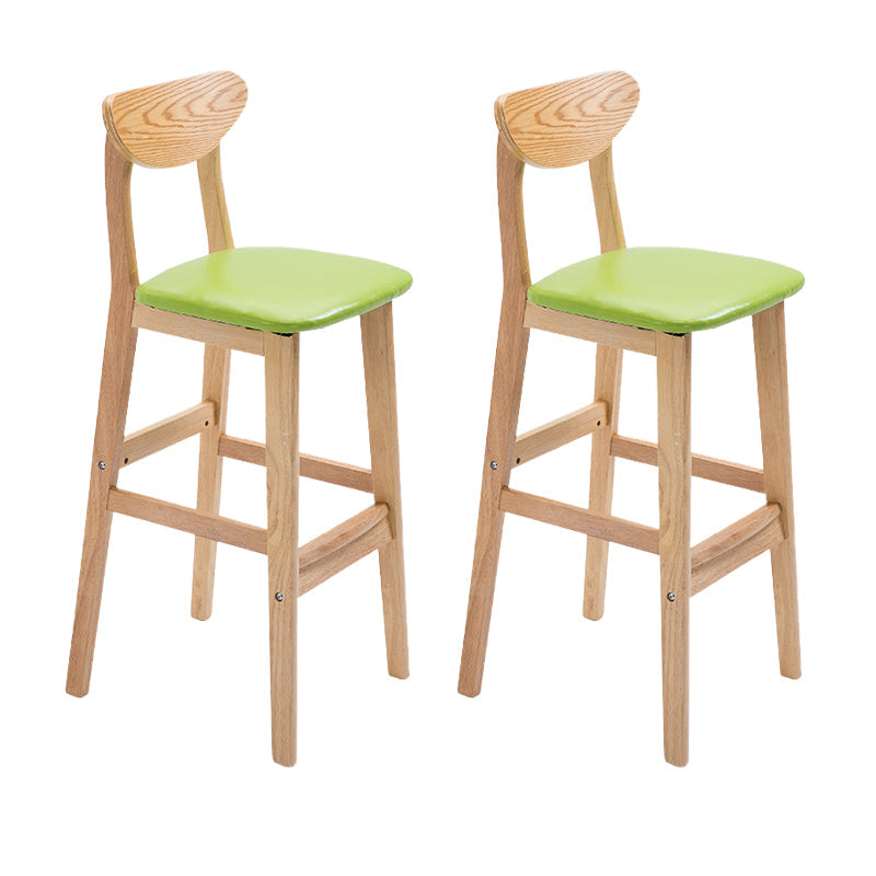 Industrial Armless Backrest Counter Stool Rubber Wood Cafe Bar Stool with Cushion