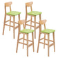 Industrial Armless Backrest Counter Stool Rubber Wood Cafe Bar Stool with Cushion