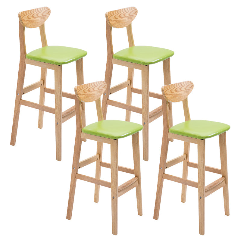 Industrial Armless Backrest Counter Stool Rubber Wood Cafe Bar Stool with Cushion