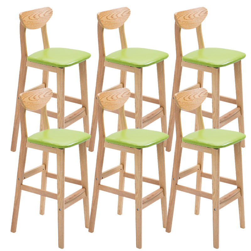 Industrial Armless Backrest Counter Stool Rubber Wood Cafe Bar Stool with Cushion