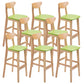 Industrial Armless Backrest Counter Stool Rubber Wood Cafe Bar Stool with Cushion