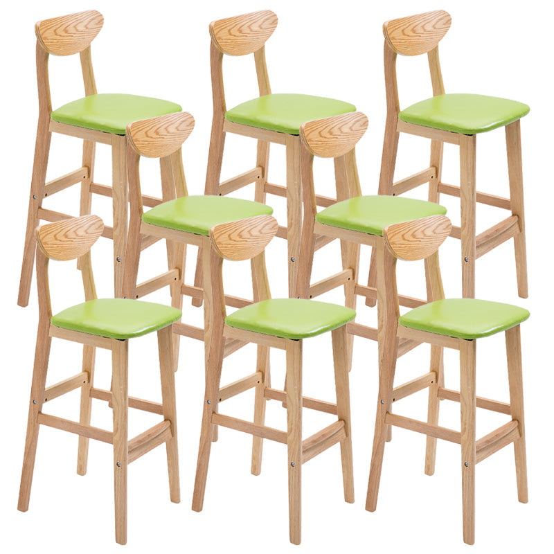 Industrial Armless Backrest Counter Stool Rubber Wood Cafe Bar Stool with Cushion