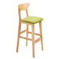 Industrial Armless Backrest Counter Stool Rubber Wood Cafe Bar Stool with Cushion