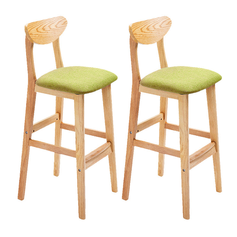 Industrial Armless Backrest Counter Stool Rubber Wood Cafe Bar Stool with Cushion