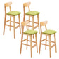Industrial Armless Backrest Counter Stool Rubber Wood Cafe Bar Stool with Cushion