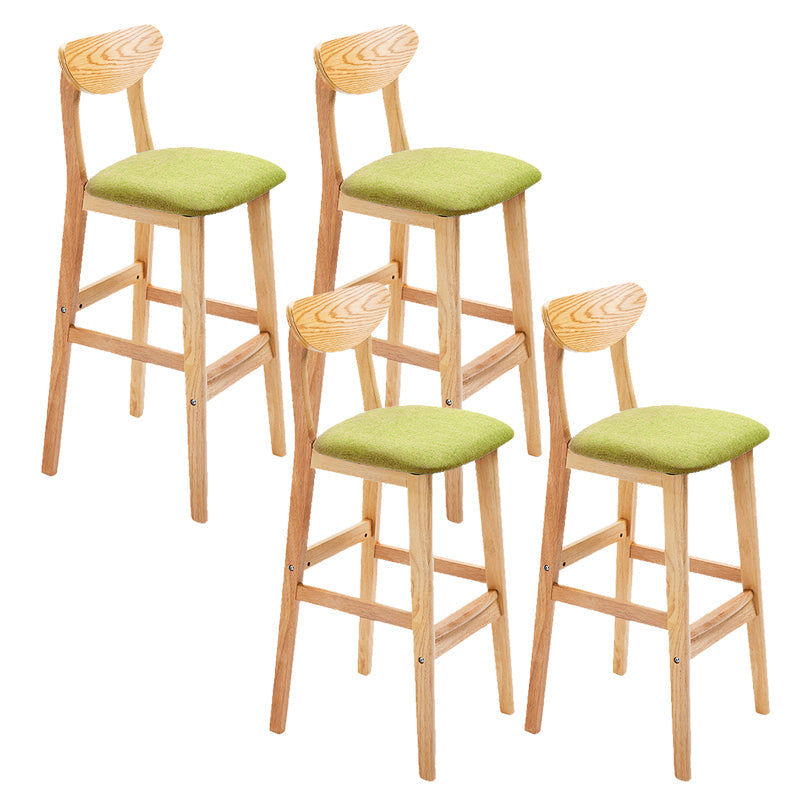 Industrial Armless Backrest Counter Stool Rubber Wood Cafe Bar Stool with Cushion