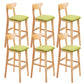 Industrial Armless Backrest Counter Stool Rubber Wood Cafe Bar Stool with Cushion