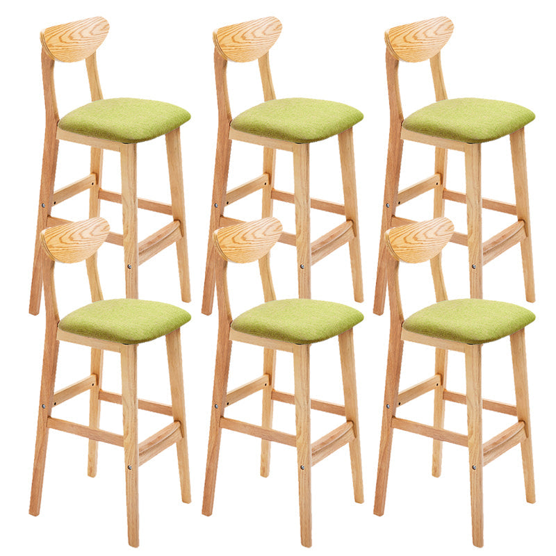 Industrial Armless Backrest Counter Stool Rubber Wood Cafe Bar Stool with Cushion