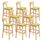 Industrial Armless Backrest Counter Stool Rubber Wood Cafe Bar Stool with Cushion