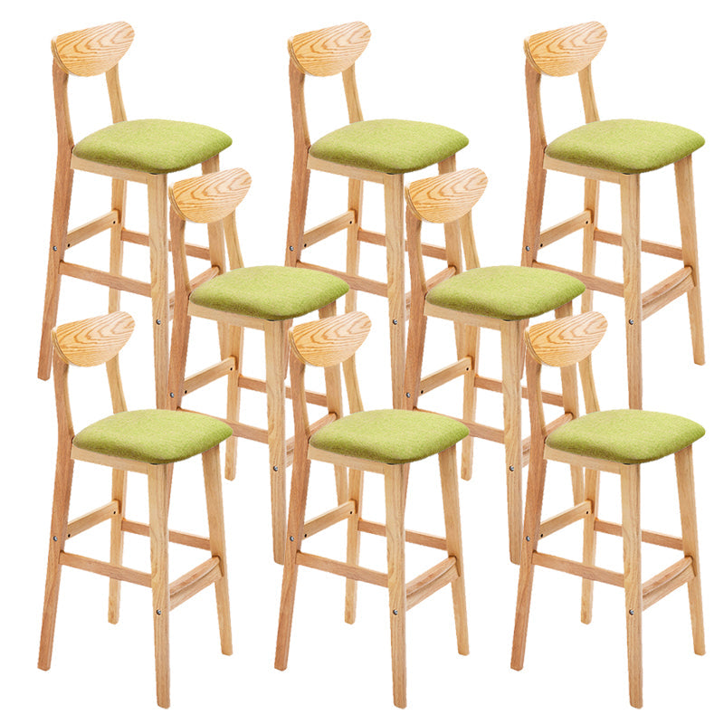 Industrial Armless Backrest Counter Stool Rubber Wood Cafe Bar Stool with Cushion