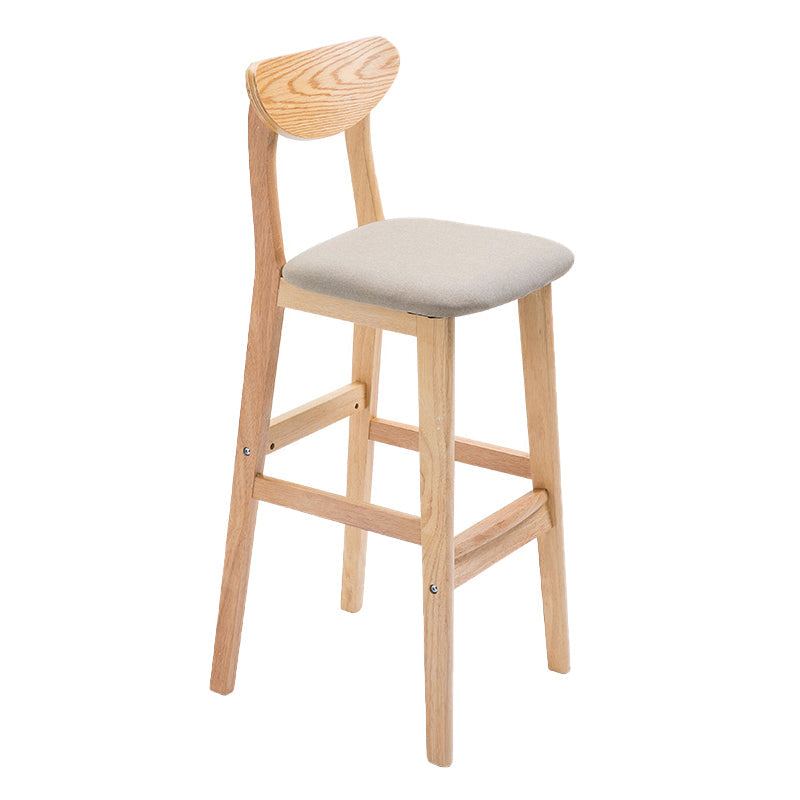 Industrial Armless Backrest Counter Stool Rubber Wood Cafe Bar Stool with Cushion