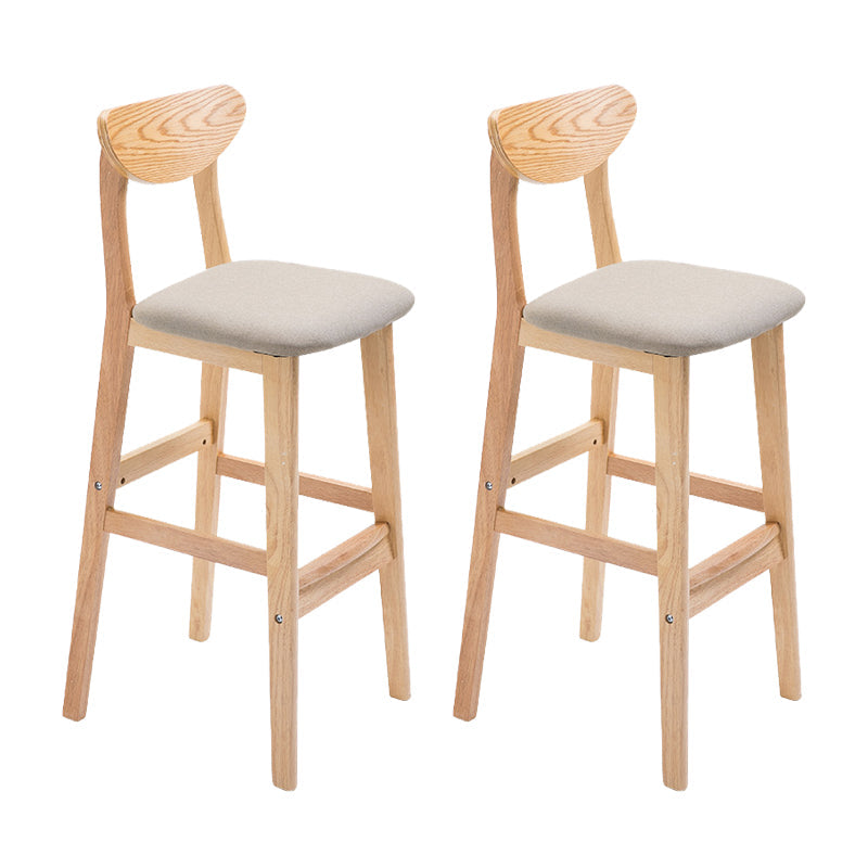 Industrial Armless Backrest Counter Stool Rubber Wood Cafe Bar Stool with Cushion