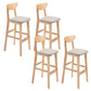 Industrial Armless Backrest Counter Stool Rubber Wood Cafe Bar Stool with Cushion