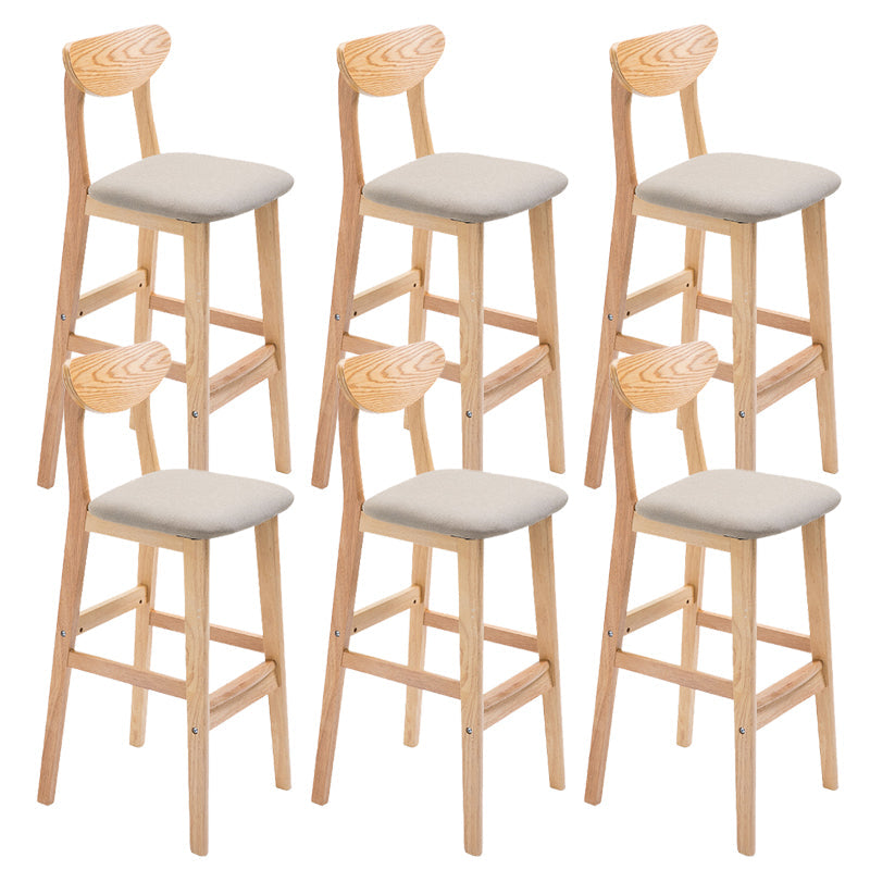 Industrial Armless Backrest Counter Stool Rubber Wood Cafe Bar Stool with Cushion