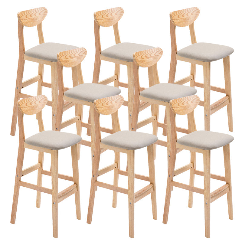 Industrial Armless Backrest Counter Stool Rubber Wood Cafe Bar Stool with Cushion