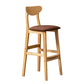 Industrial Armless Backrest Counter Stool Rubber Wood Cafe Bar Stool with Cushion