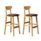 Industrial Armless Backrest Counter Stool Rubber Wood Cafe Bar Stool with Cushion