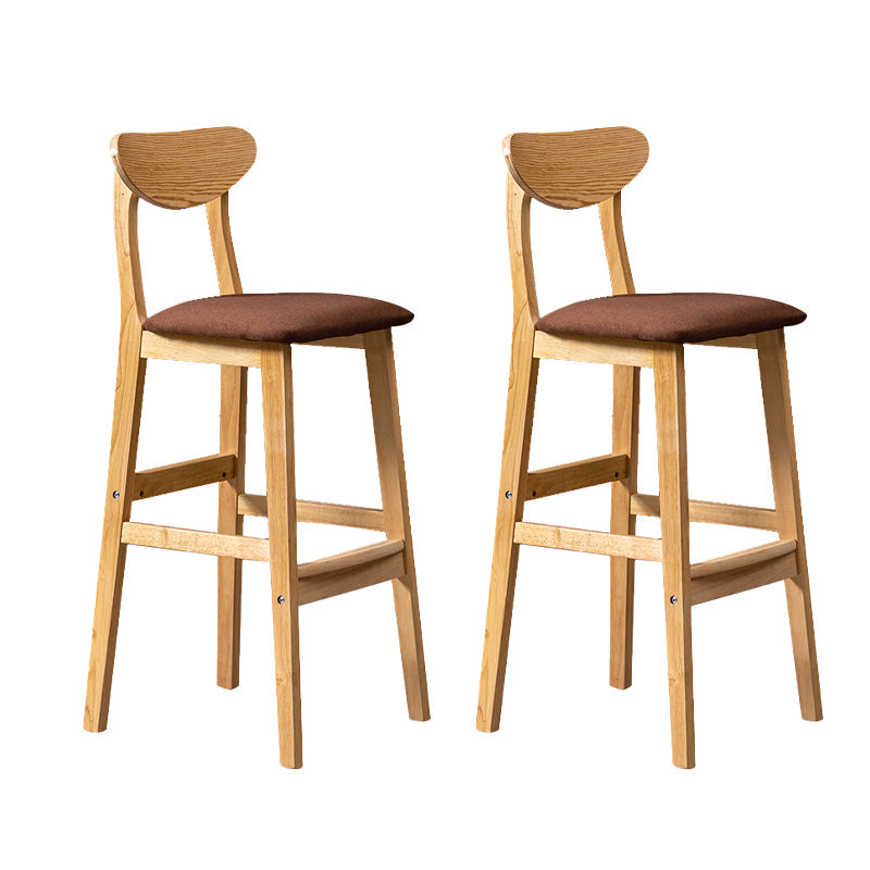 Industrial Armless Backrest Counter Stool Rubber Wood Cafe Bar Stool with Cushion