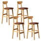 Industrial Armless Backrest Counter Stool Rubber Wood Cafe Bar Stool with Cushion