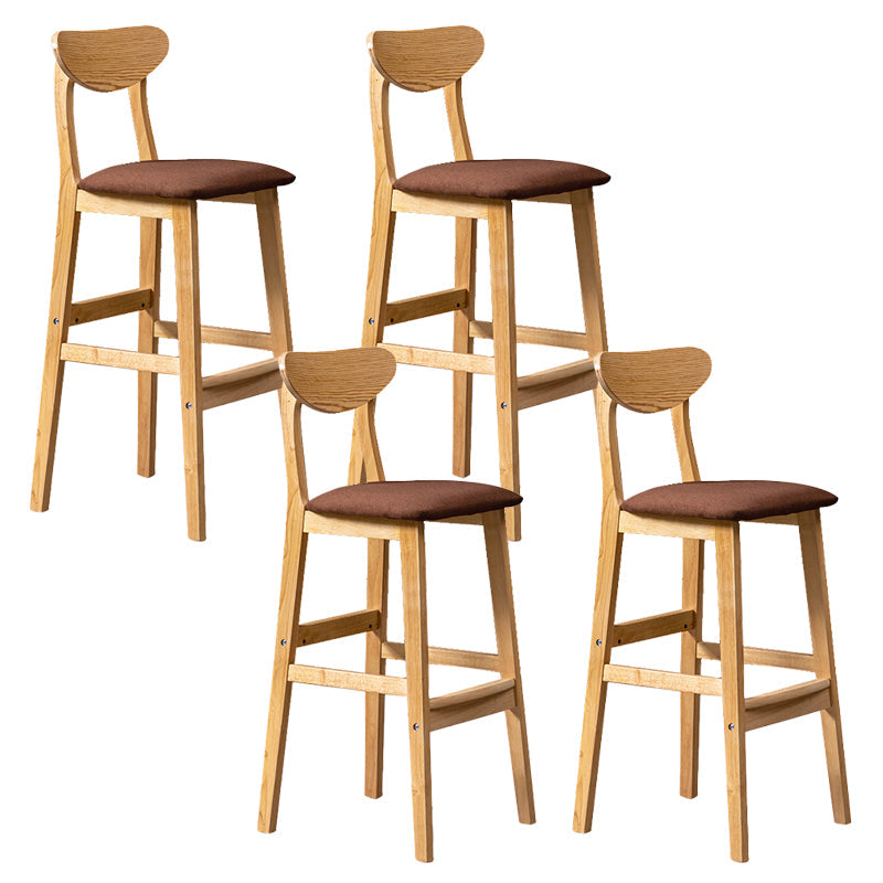 Industrial Armless Backrest Counter Stool Rubber Wood Cafe Bar Stool with Cushion