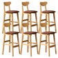 Industrial Armless Backrest Counter Stool Rubber Wood Cafe Bar Stool with Cushion