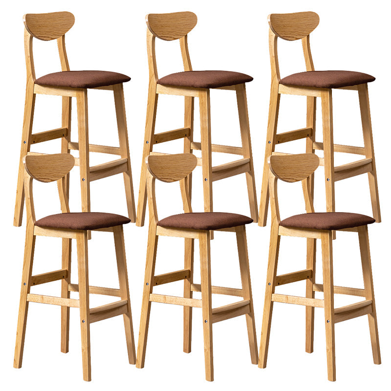 Industrial Armless Backrest Counter Stool Rubber Wood Cafe Bar Stool with Cushion
