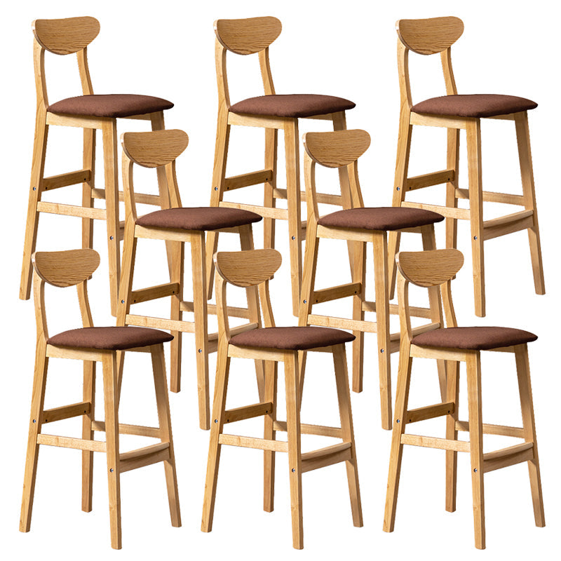 Industrial Armless Backrest Counter Stool Rubber Wood Cafe Bar Stool with Cushion