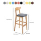 Industrial Armless Backrest Counter Stool Rubber Wood Cafe Bar Stool with Cushion