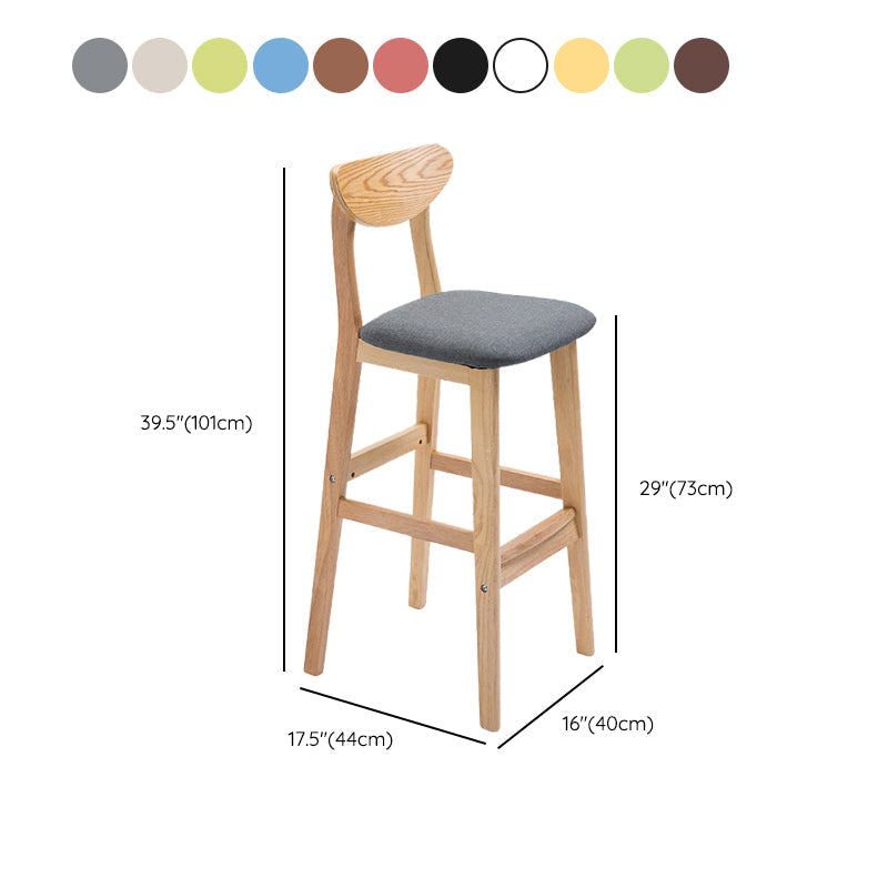 Industrial Armless Backrest Counter Stool Rubber Wood Cafe Bar Stool with Cushion