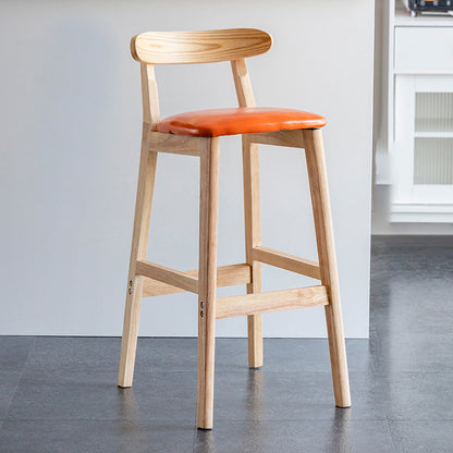 Pie de contraataque industrial Taburete de Counterless Café de madera con pedal y cojín