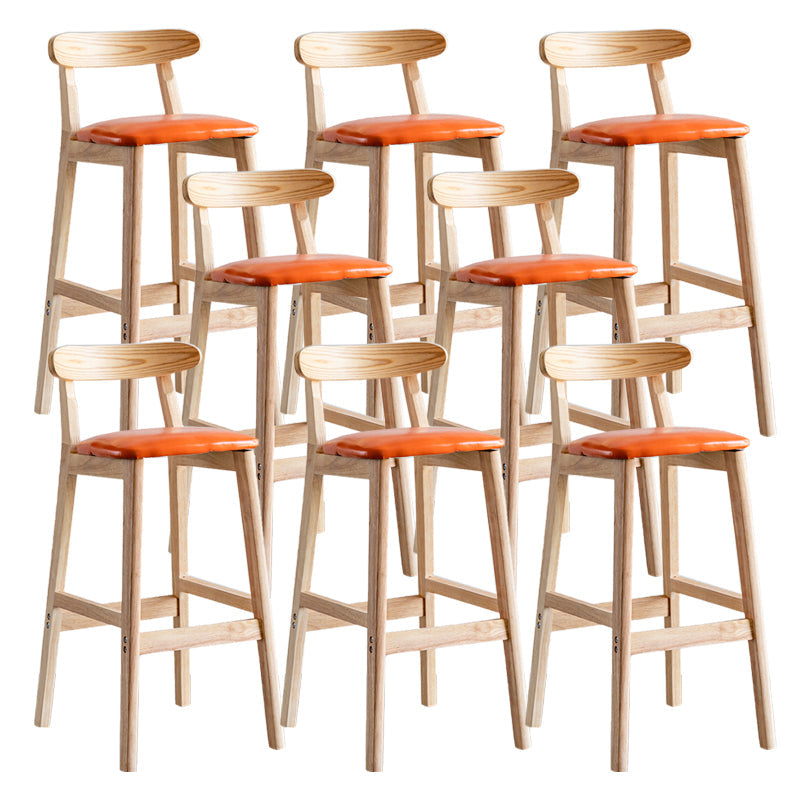 Pie de contraataque industrial Taburete de Counterless Café de madera con pedal y cojín