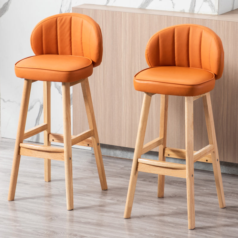 Sgabelli da bar in legno massiccio industriale PU Schibelli in pelle con parte bassa