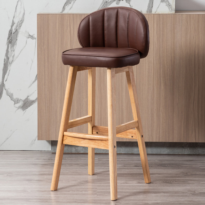 Sgabelli da bar in legno massiccio industriale PU Schibelli in pelle con parte bassa