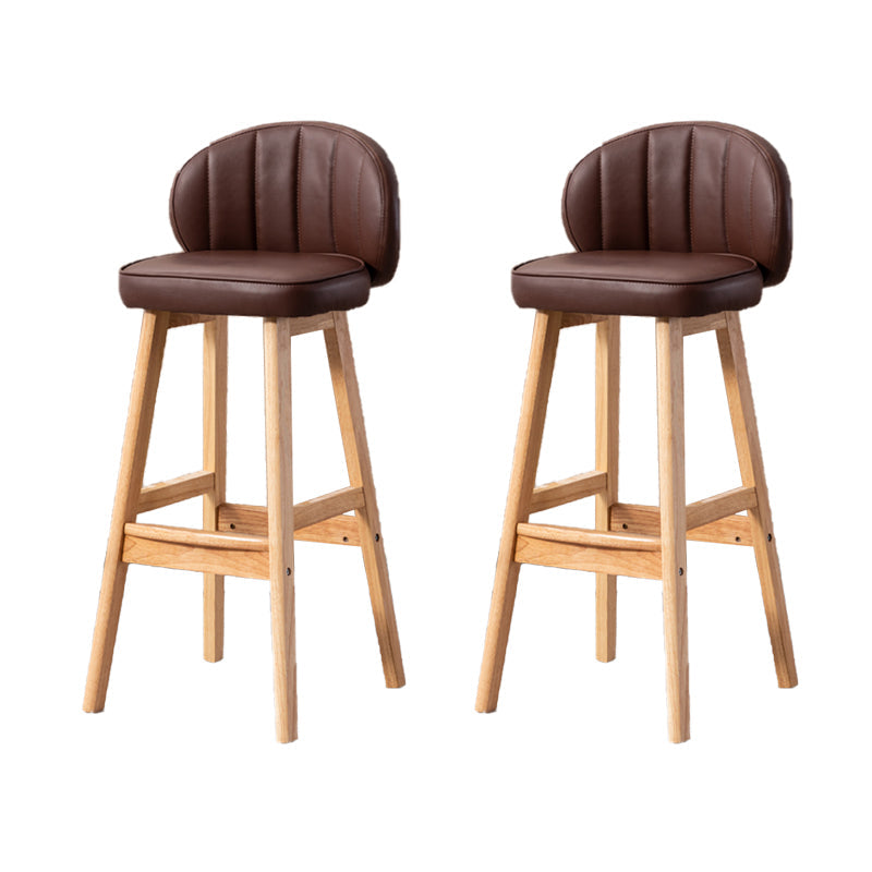 Sgabelli da bar in legno massiccio industriale PU Schibelli in pelle con parte bassa