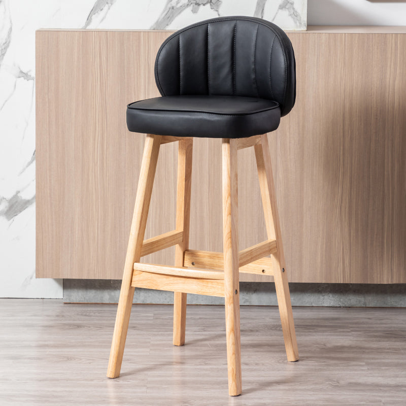 Sgabelli da bar in legno massiccio industriale PU Schibelli in pelle con parte bassa