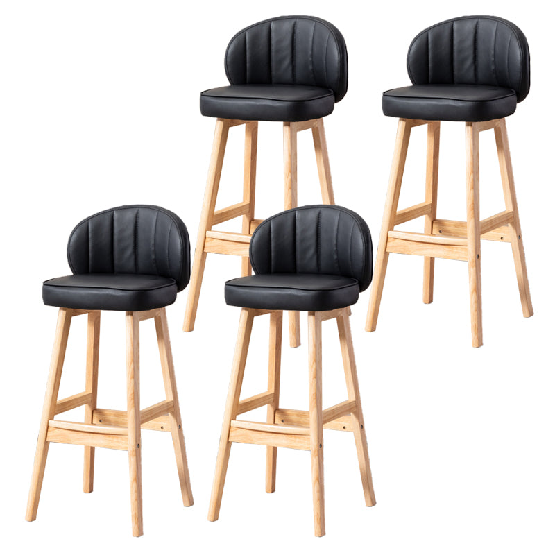 Sgabelli da bar in legno massiccio industriale PU Schibelli in pelle con parte bassa