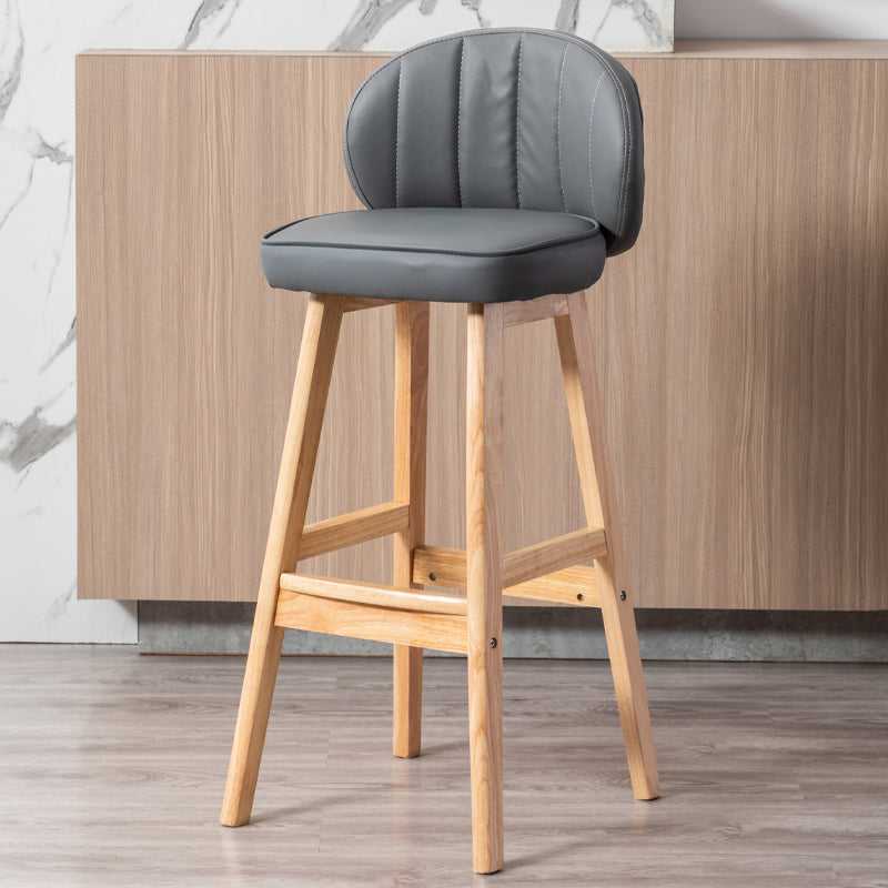 Sgabelli da bar in legno massiccio industriale PU Schibelli in pelle con parte bassa