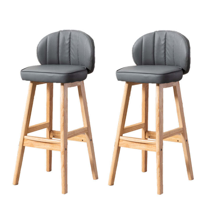 Sgabelli da bar in legno massiccio industriale PU Schibelli in pelle con parte bassa